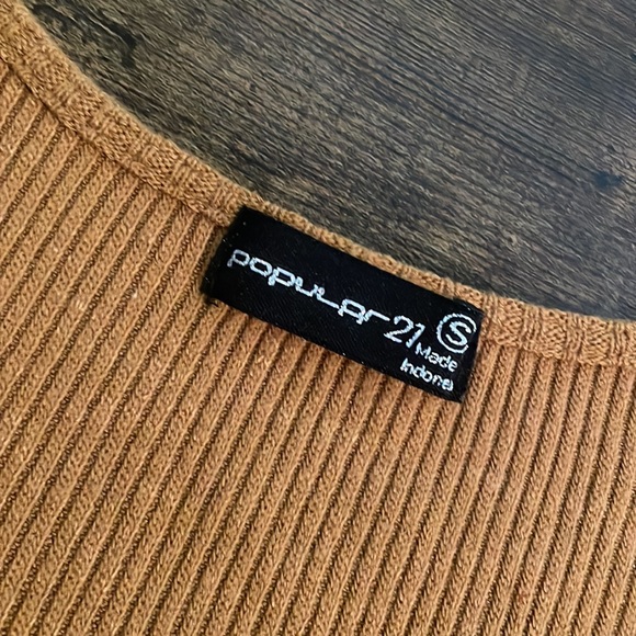 Brown Ribbed Crop Top * Popular 21 * Size Small‎ - Picture 7 of 13
